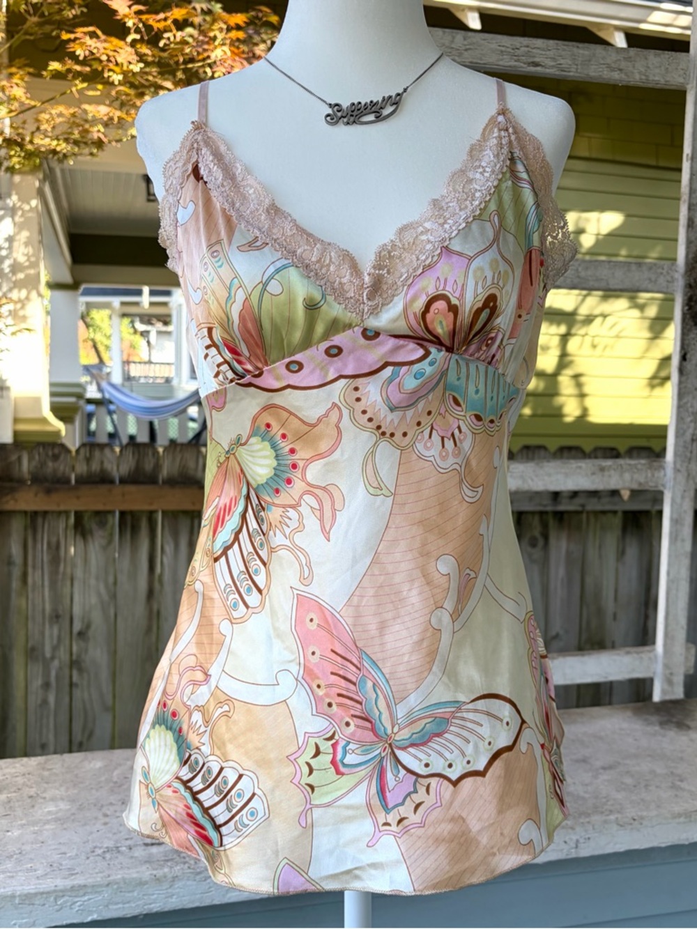 Vintage y2k Butterfly Floral Lace Camisole
